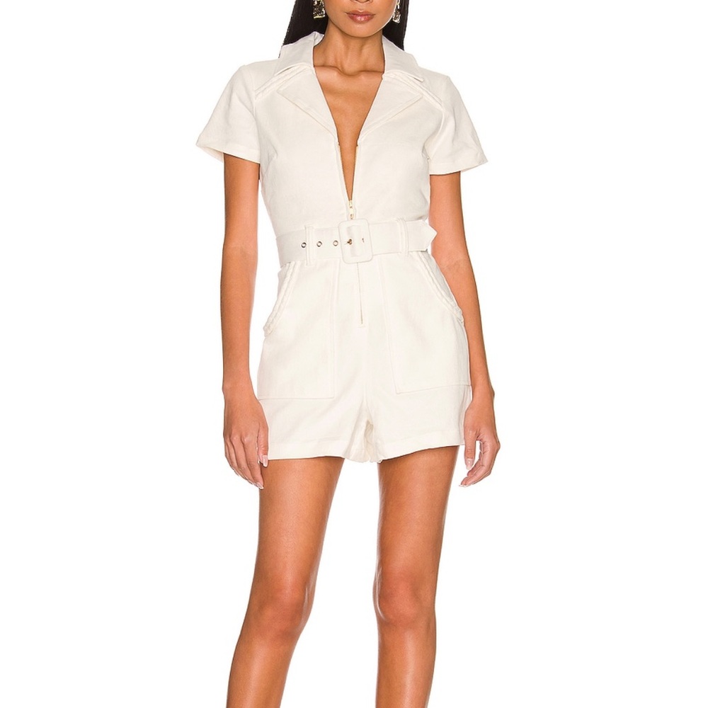 Show Me Your MuMu White Denim Romper